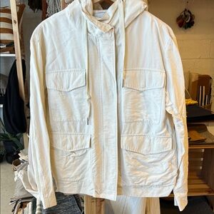 Closed Cream Hooded Utility Jacket